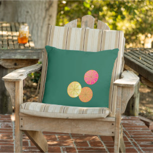 Almohada Verde de Tirar Rodajas de Cítricos Retro