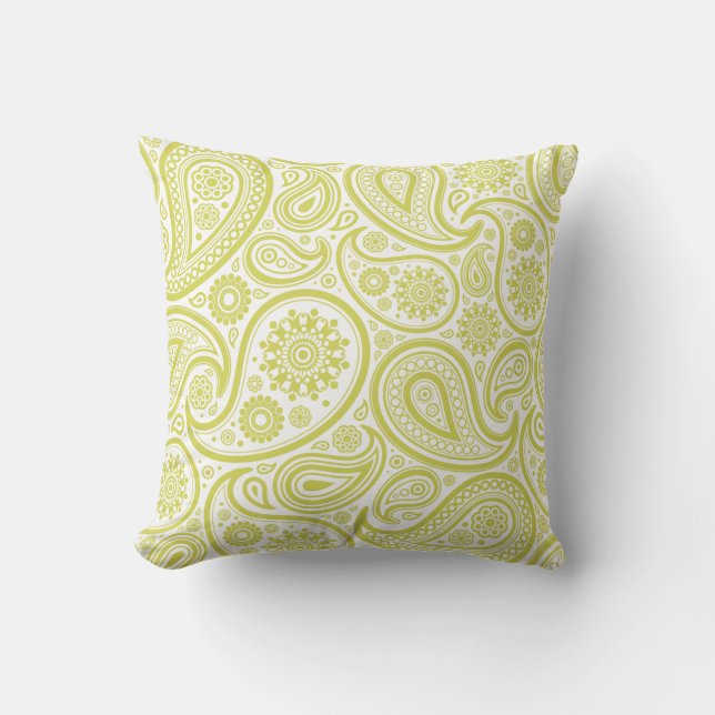 Almohada verde del estampado de flores de Paisley (Anverso)