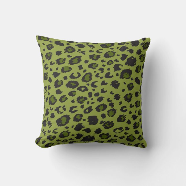 Almohada verde del estampado leopardo (Anverso)
