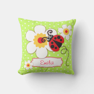 Almohada verde del lunar de la flor del nombre de