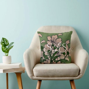 Almohada Verde Flor de Rosa