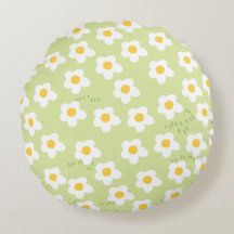 Almohada verde floral redonda - Encanto de la natu