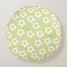 Almohada verde floral redonda - Encanto de la natu
