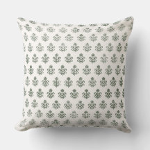 almohada verde inspirada en la impresión de bloque