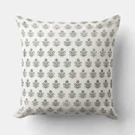 almohada verde inspirada en la impresión de bloque