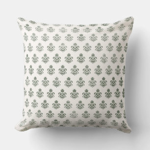 almohada verde inspirada en la impresión de bloque