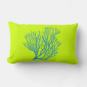 Almohada Verde Lima y Azul de Coral Marino