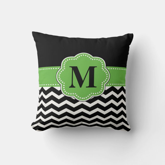 Almohada verde negra de Chevron (Anverso)
