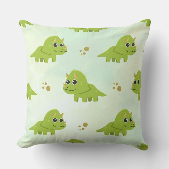 Almohada verde para nursery de bebé niño con Trice (Anverso)