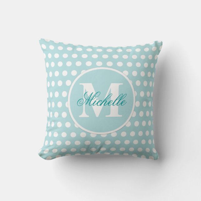 Almohada verde verde azulada del monograma del (Anverso)
