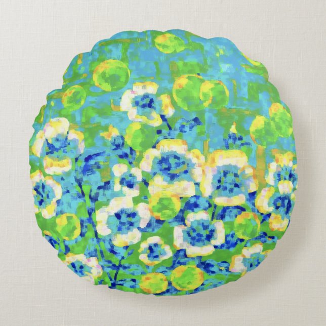 Almohada Verde y Amarilla de Verano (Anverso)