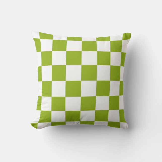 Almohada verde y blanca a cuadros (Anverso)