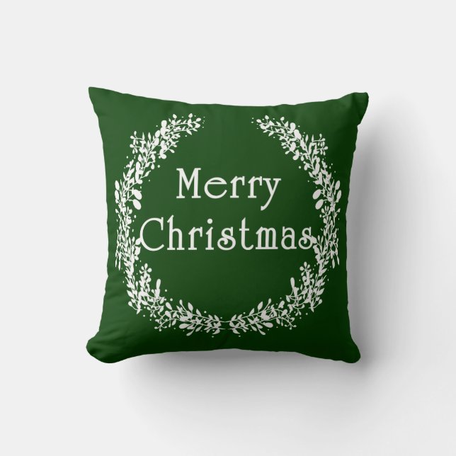 Almohada verde y blanca para la Navidad (Anverso)