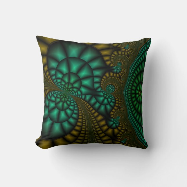 almohada verde y oliva fractal (Anverso)