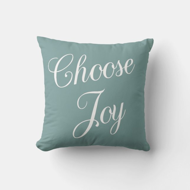 Almohada Versículo Bíblico Verde Teal Elige Alegrí (Anverso)
