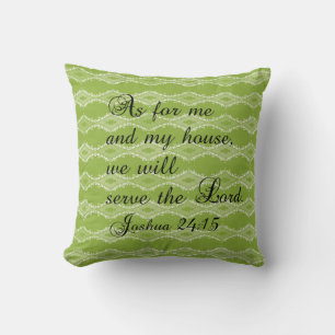 Almohada Verso Bíblico Joshua 24:15 Patrón Verde