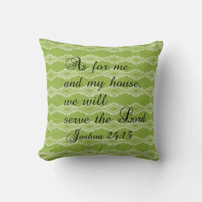 Almohada Verso Bíblico Joshua 24:15 Patrón Verde (Anverso)
