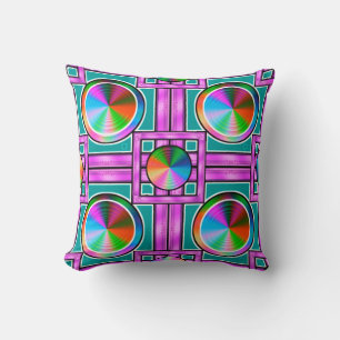 Almohada vibrante de arte digital - Hogar colorido