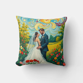 Almohada vibrante de boda estilo Van Gogh