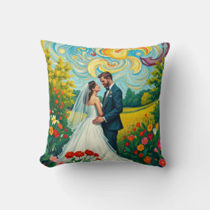 Almohada vibrante de boda estilo Van Gogh