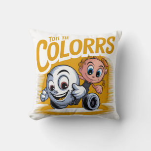 Almohada vibrante de dibujos animados de arte pop 