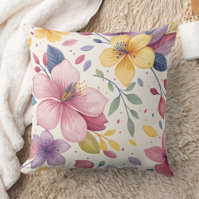 Almohada vibrante de flores de acuarela (Manta)