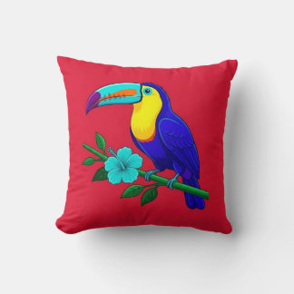 Almohada vibrante de loro tropical