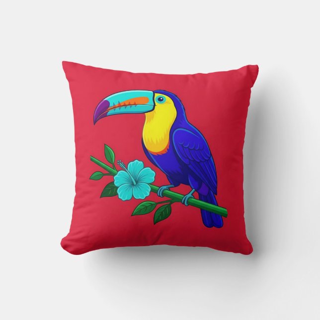 Almohada vibrante de loro tropical (Anverso)