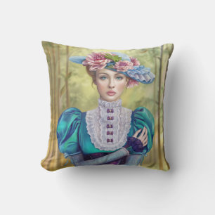 almohada victoriana, hermosa mujer con un gorra