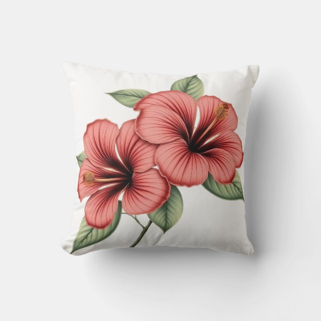 Almohada vintage de hibisco (Anverso)