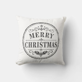 almohada vintage de Navidad en blanco y negro