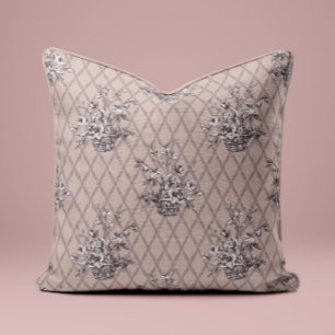 Almohada Vintage Floral Toile en Beige Rosado
