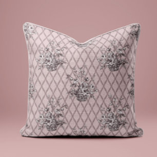 Almohada Vintage Floral Toile en Rosa Rubor