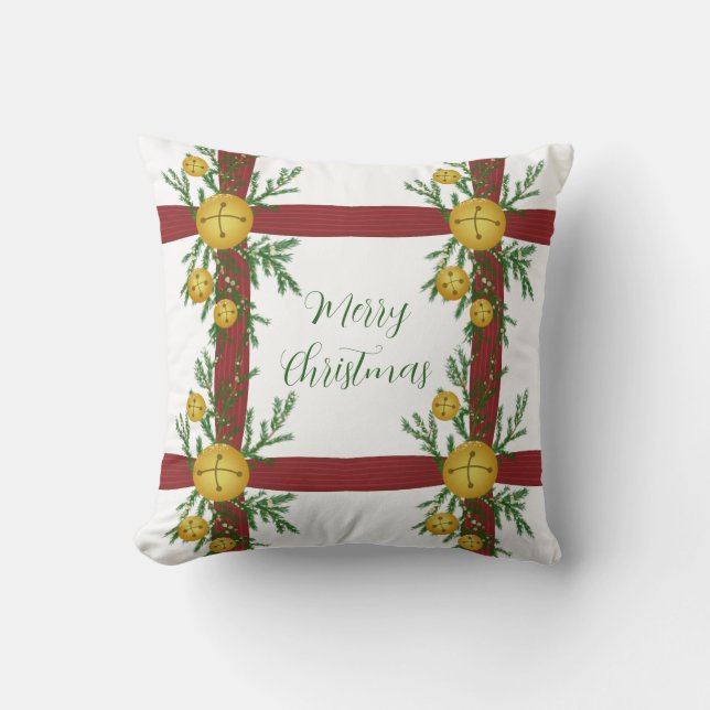Almohada Vintage Jingle Bell Feliz Navidad (Anverso)