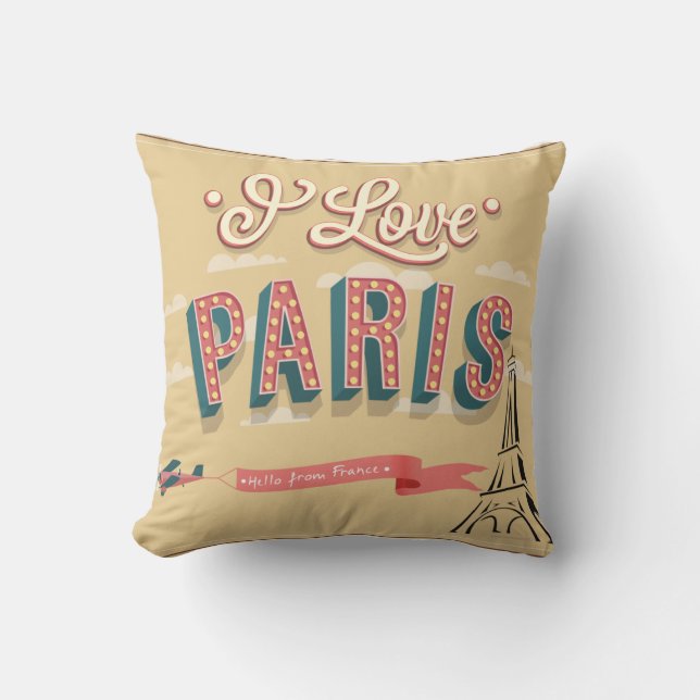 Almohada Vintage Me Encanta París (Anverso)