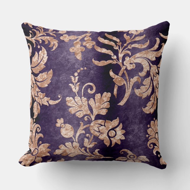 Almohada Vintage Plum Champayne Flora de Terciopel (Anverso)