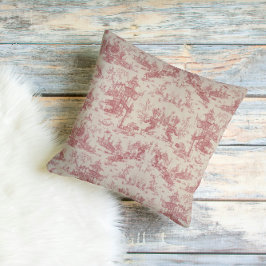 Almohada Vintage Roja Toile de Jouy