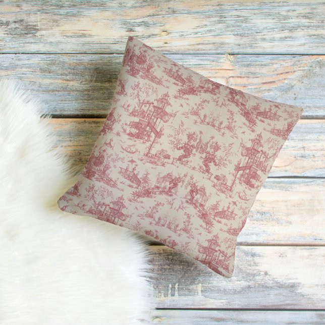 Almohada Vintage Roja Toile de Jouy (Subido por el creador)