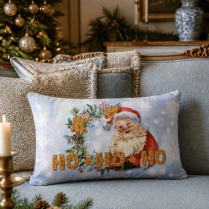 Almohada Vintage Santa & Gingerbread Ho-Ho-Ho Thro