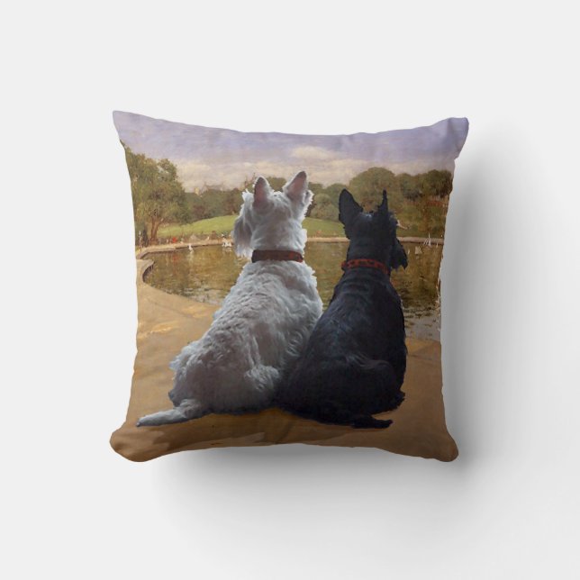 Almohada Wheaten & Black Scottish Terrier (Anverso)