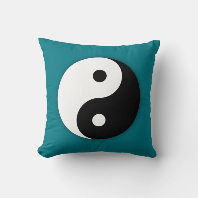 Almohada Yin Yang - Turquesa con Negro (Anverso)