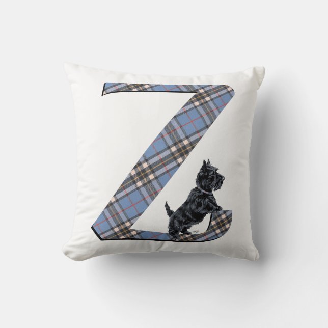 Almohada Z con monograma de Terrier Escocés (Anverso)