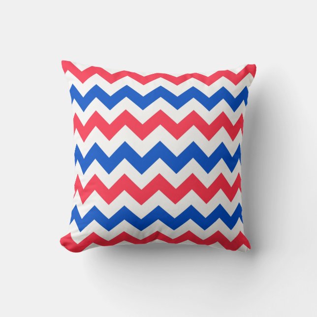Almohada Zig Zag de color rojo blanco y azul (Anverso)