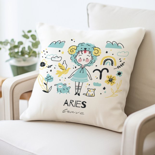 Almohada Zodiac de Aries Cute, Astrología (Subido por el creador)