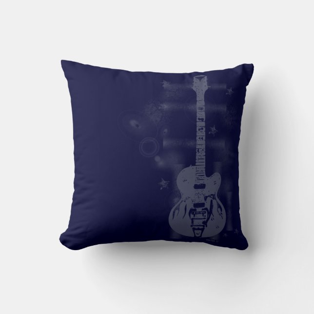 Almohadas azules gráficas de la guitarra (Anverso)