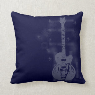 Almohadas azules gráficas de la guitarra