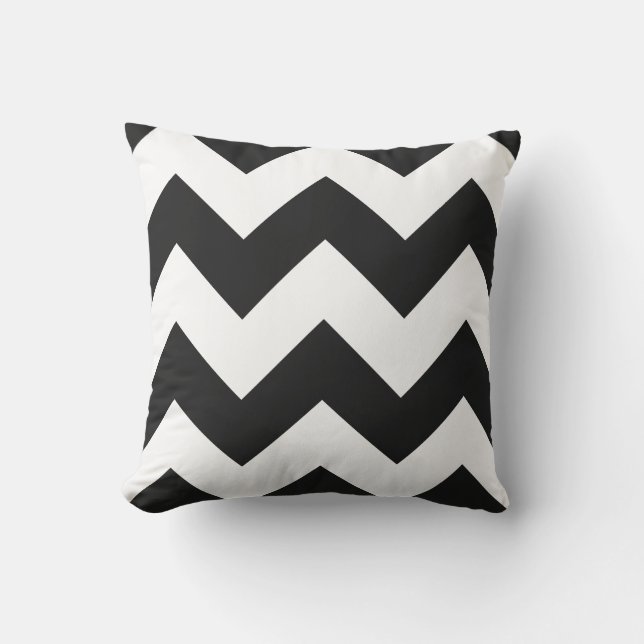 Almohadas blancos y negros de Chevron (Anverso)