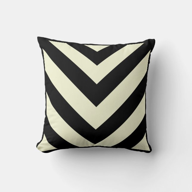 Almohadas blancos y negros del modelo de Chevron (Anverso)