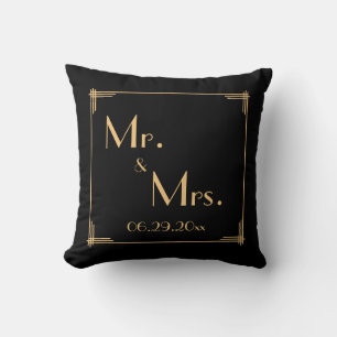 Almohadas Bodas Art Decó del Gran Gatsby Negro