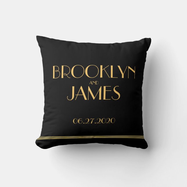 Almohadas Bodas Monogramadas Black Great Gatsby (Anverso)
